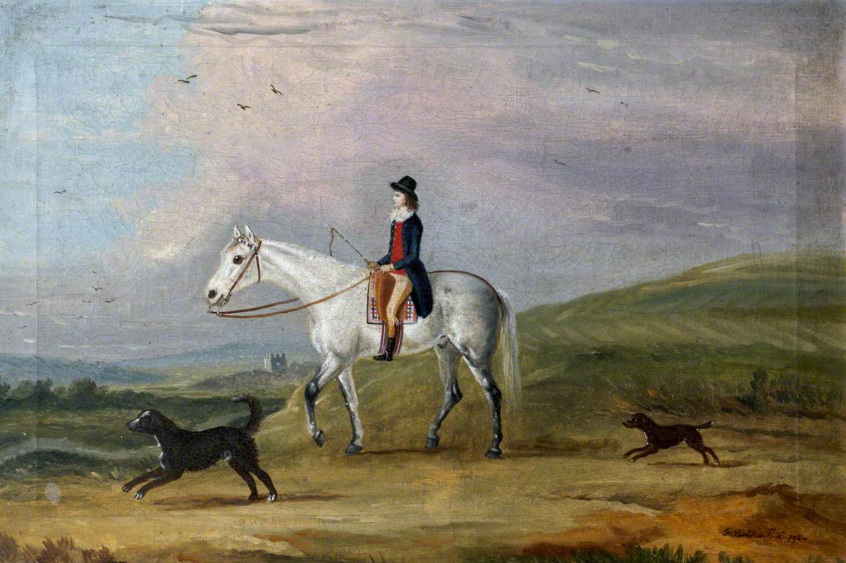 Francis Sartorius, A Young Rider on a Grey Horse, and Two Dogs