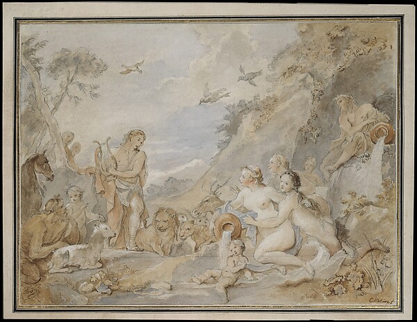 Charles Joseph Natoire, Orpheus Charming the Nymphs, Dryads, and Animals