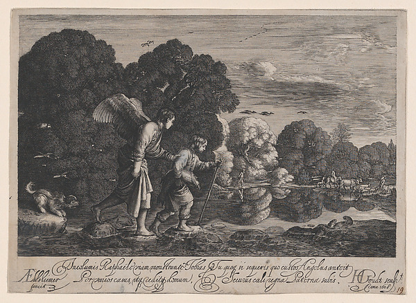 Hendrick Goudt, Tobias and the Angel (small plate)