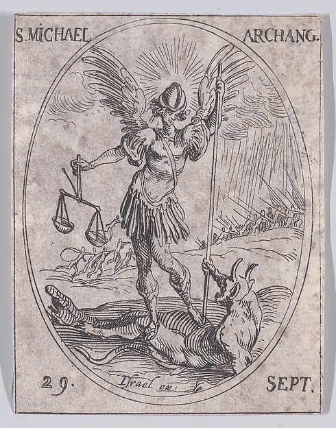 Jacques Callot, S. Michel, archange (St. Michael, Archangel), September 29th, from "Les Images De Tous Les Saincts et Saintes de L'Année" (Images of All of the Saints and Religious Events of the Year)