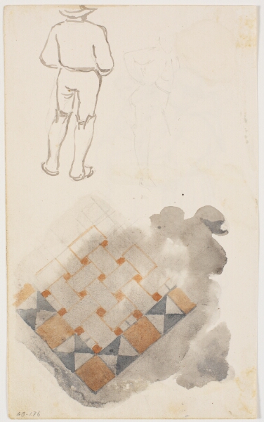 Johan Thomas Lundbye, To figurstudier af campagnoler, samt studie af mosaik