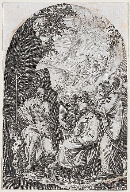 Jacques Callot, St. Jerome Instructing his Disciples in the Desert, plate 11 from "Les Tableaux de Rome, Les Eglises Jubilaires" (The Paintings of Rome, The Churches Jubilee)