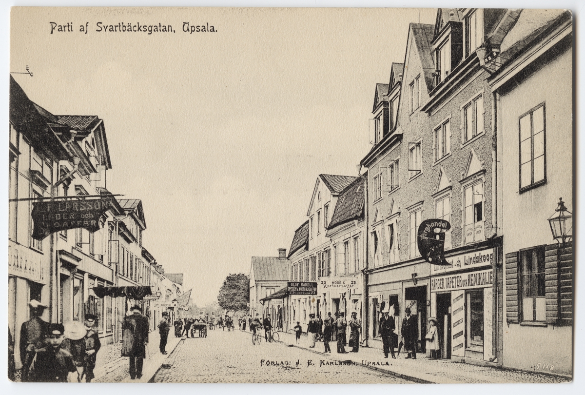 Okänd,, Vykort - "Parti af Svartbäcksgatan", Uppsala efter 1899