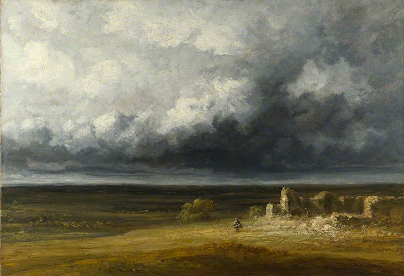 Georges Michel, Stormy Landscape with Ruins on a Plain