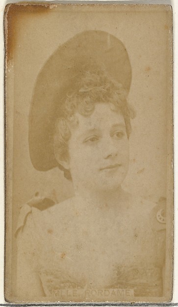 W. Duke, Sons & Co., Mlle. Rordame, from the Actors and Actresses series (N145-8) issued by Duke Sons & Co. to promote Duke Cigarettes