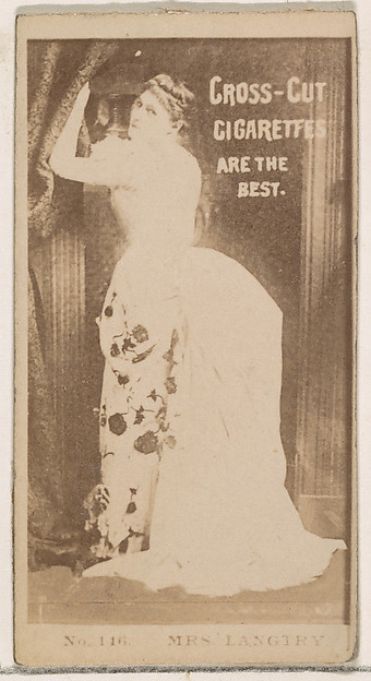 W. Duke, Sons & Co., Card Number 116, Mrs. Langtry, from the Actors and Actresses series (N145-2) issued by Duke Sons & Co. to promote Cross Cut Cigarettes