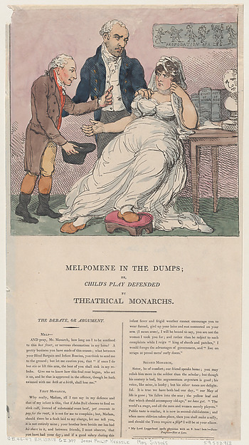 Thomas Rowlandson, Melpomene in the Dumps, or Child's Play Defended by Theatrical Monarchs