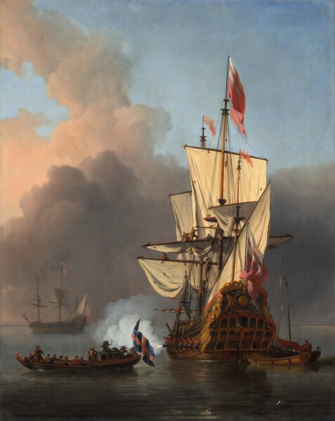 Willem van de Velde the Younger, An English Warship Firing a Salute