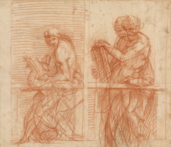 Andrea del Sarto, Study of Figures Behind a Balustrade (recto); Study of Figures Behind a Balustrade (verso)