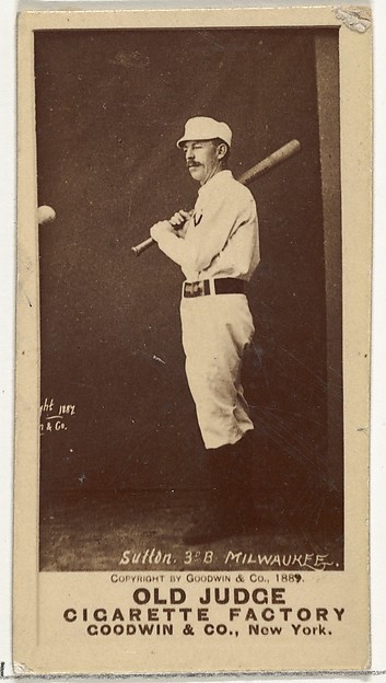Goodwin & Company, Ezra Ballou Sutton, 3rd Base, Milwaukee, from the Old Judge series (N172) for Old Judge Cigarettes