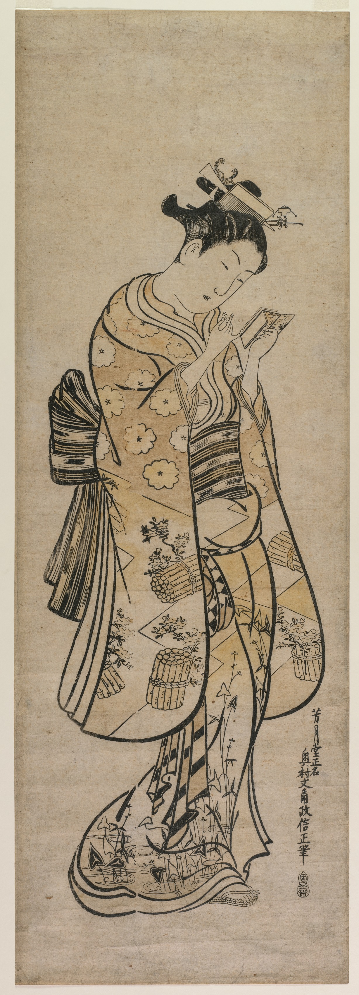 Okumura Masanobu, A Beauty with a Mirror