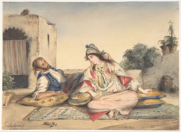 Eugène Delacroix, A Moroccan Couple on Their Terrace