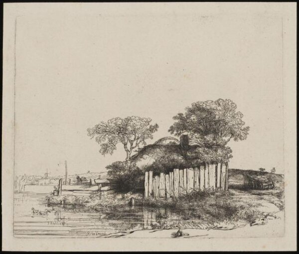 Rembrandt van Rijn, Cottage with a white paling