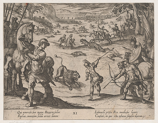 Antonio Tempesta, Plate 11: Alexander's Lion Hunt, from "The Deeds of Alexander the Great"