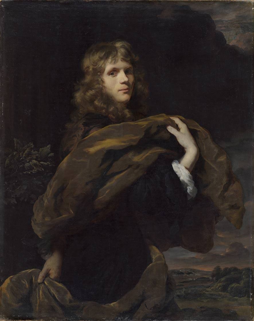 Nicolaes Maes, Portrait of a Young Man with a Long Velvet Cloak