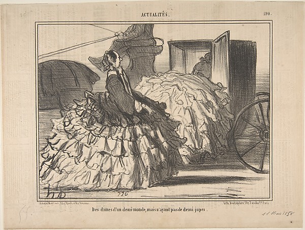 Honoré Daumier, Des dames d'un demi-monde, mais n'ayant pas de demi-jupes, from Actualités, published in Le Charivari, May 11, 1855