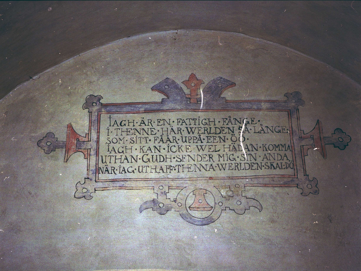 Tommy Arvidson, Text on Wall in Erik XIV Prison at Örbyhus Castle, Vendels parish, Uppland 1994