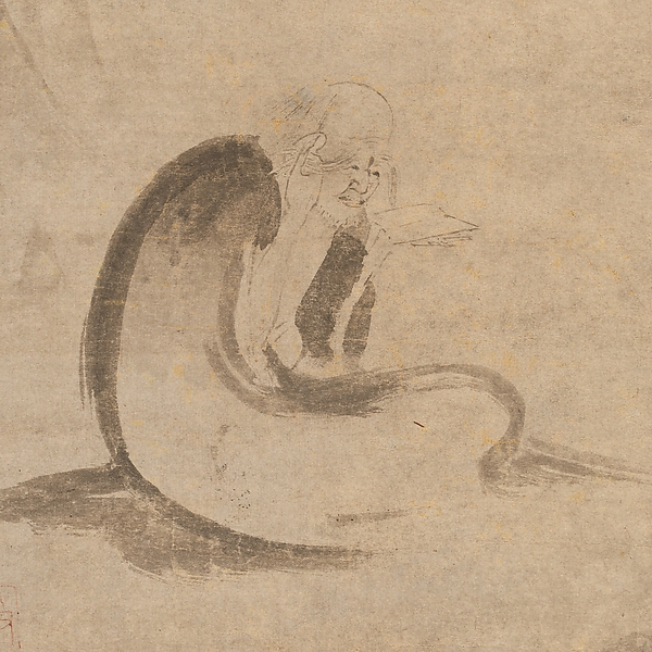 Unidentified artist, Reading a sutra by moonlight