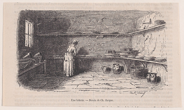 Charles Jacque, A Dairy, from "Le Magasin Pittoresque"