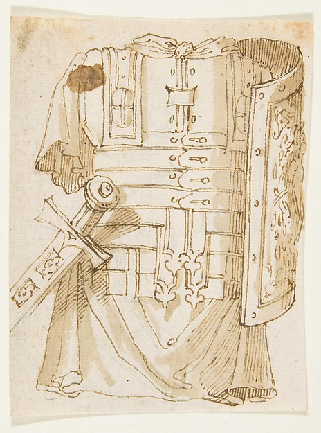 Anonymous, French, 19th century, Antique Armor (recto); Architectural Fragment (verso)