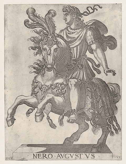 Antonio Tempesta, Plate 6: Emperor Nero on Horseback, from "The First Twelve Roman Caesars"