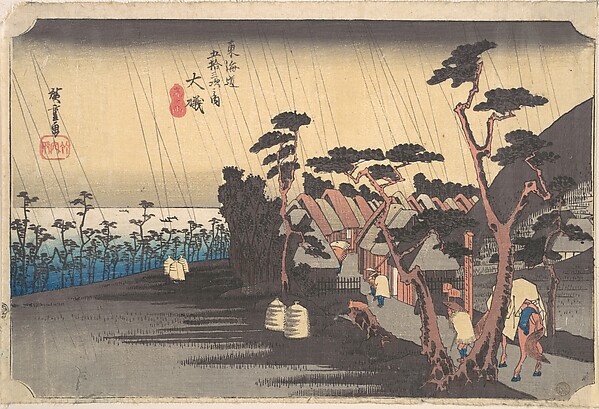 Utagawa Hiroshige, Tiger Rain at Ōiso Station