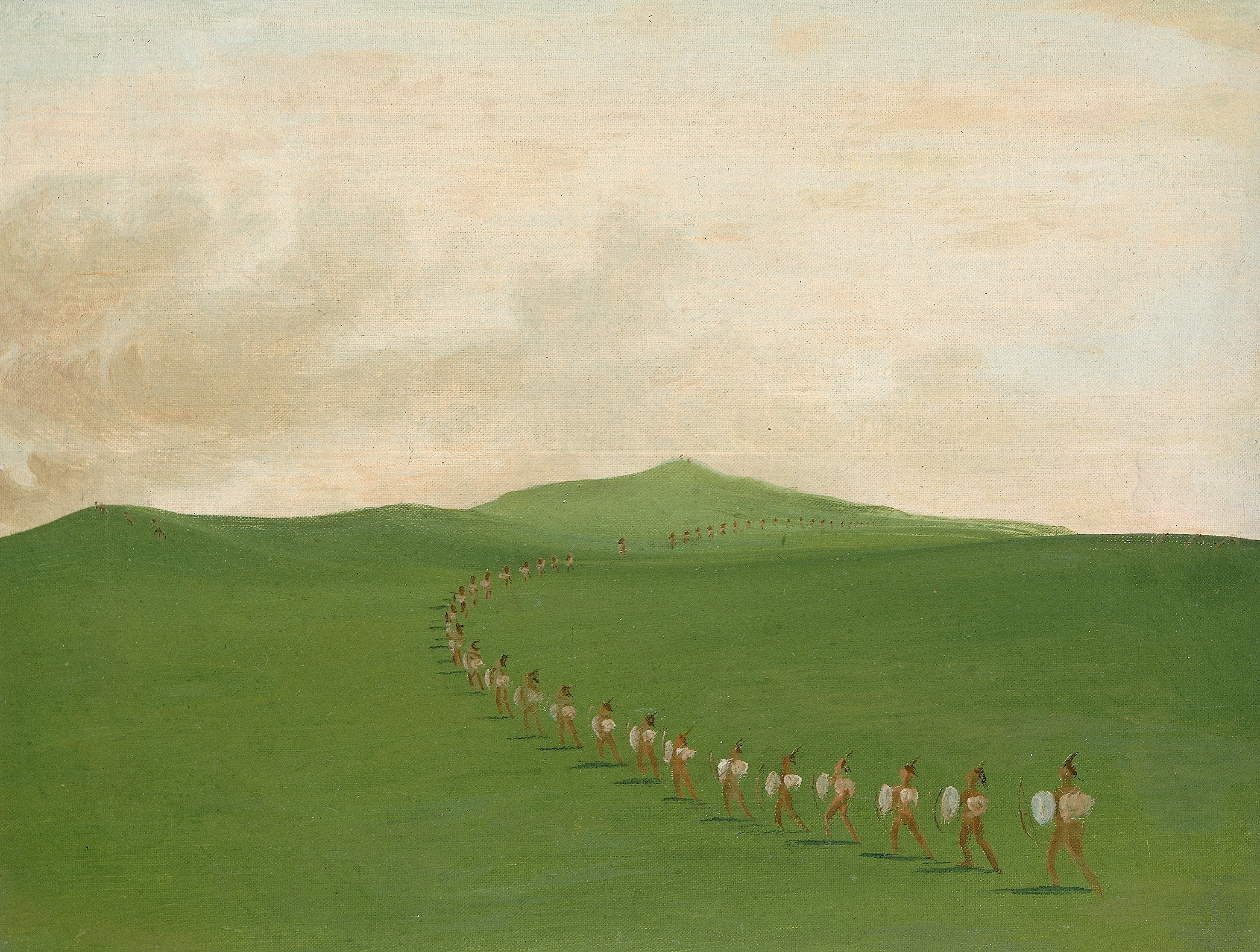 George Catlin, Foot War Party on the March, Upper Missouri