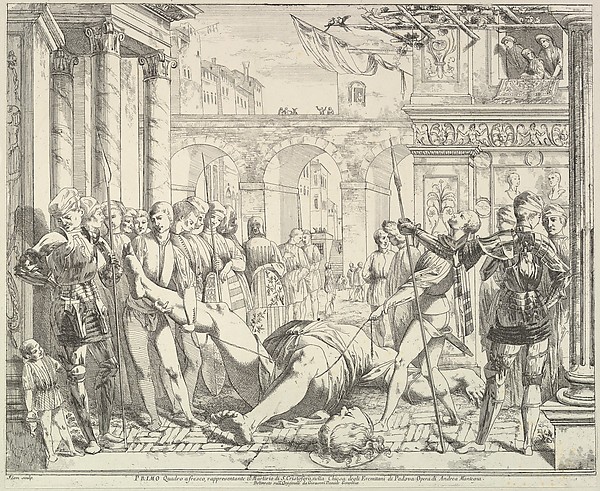 Giovanni David, The Martyrdom of Saint Christopher,  from "The Story of Saints James and Christopher in the Eremitani Chapel"