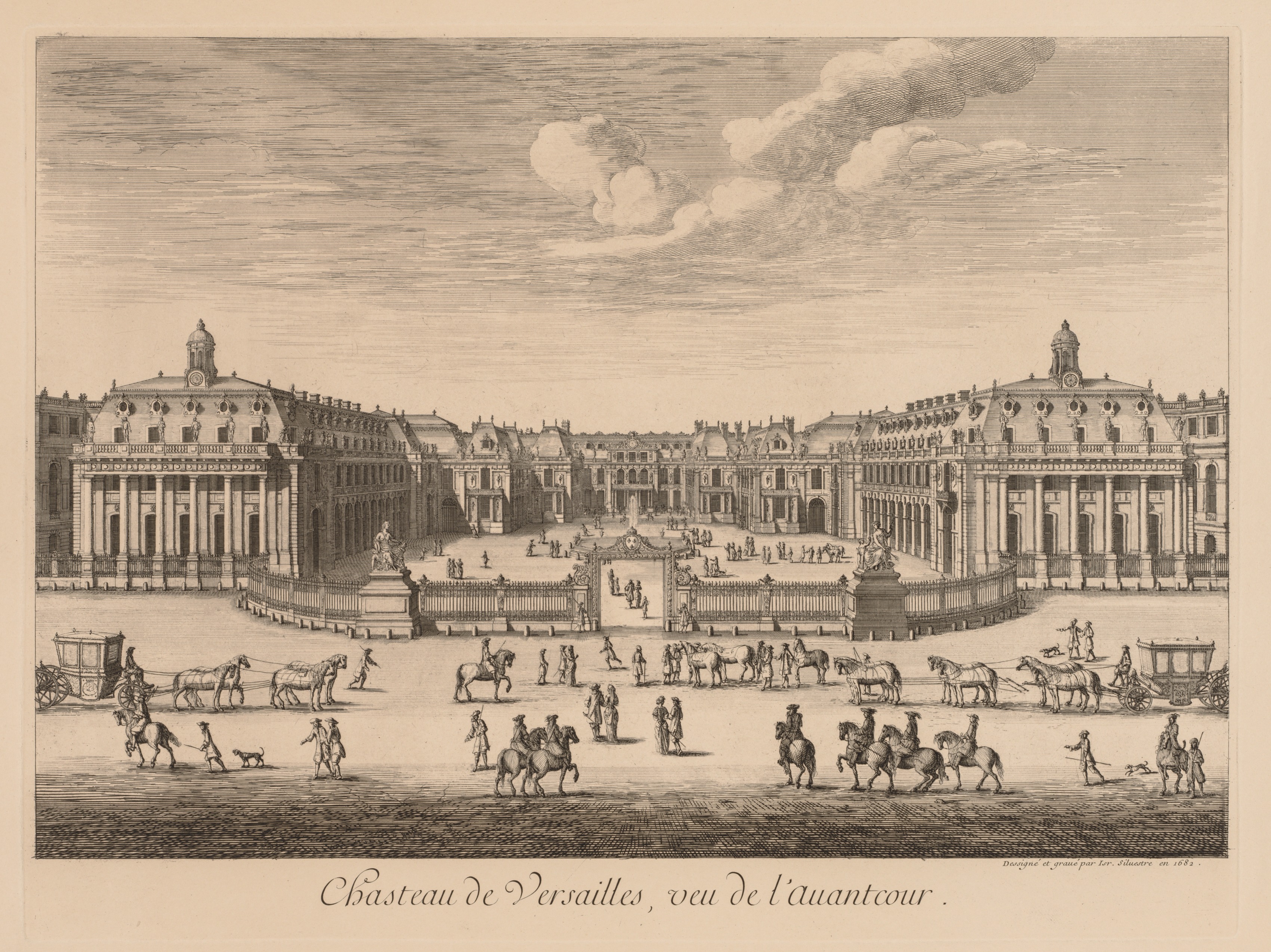 Israël Silvestre, Vue du Château de Versailles, vu de l'avant-cour