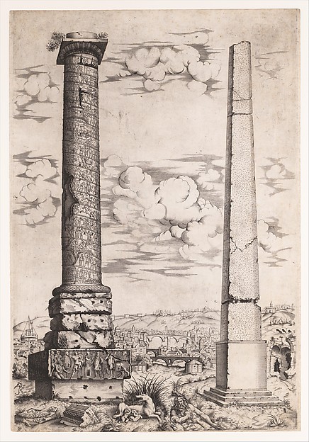 Enea Vico, Column of Antoninus and a Roman Obelisk