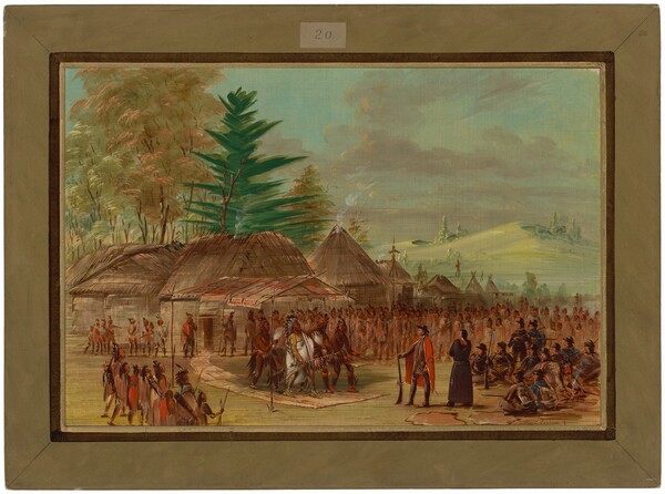 George Catlin, Chief of the Taensa Indians Receiving La Salle.  March 20, 1682