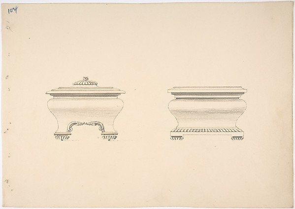 Anonymous, British, 19th century, Design for Two Caskets