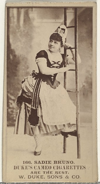 W. Duke, Sons & Co., Card Number 166, Sadie Bruno, from the Actors and Actresses series (N145-5) issued by Duke Sons & Co. to promote Cameo Cigarettes