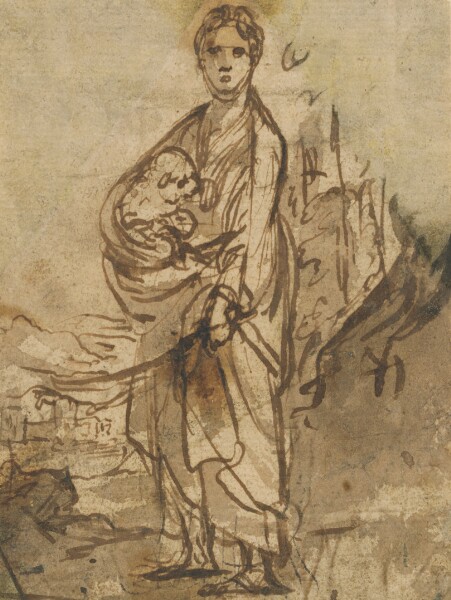 Adam Elsheimer, Saint Agnes (recto); Figure Studies (verso)