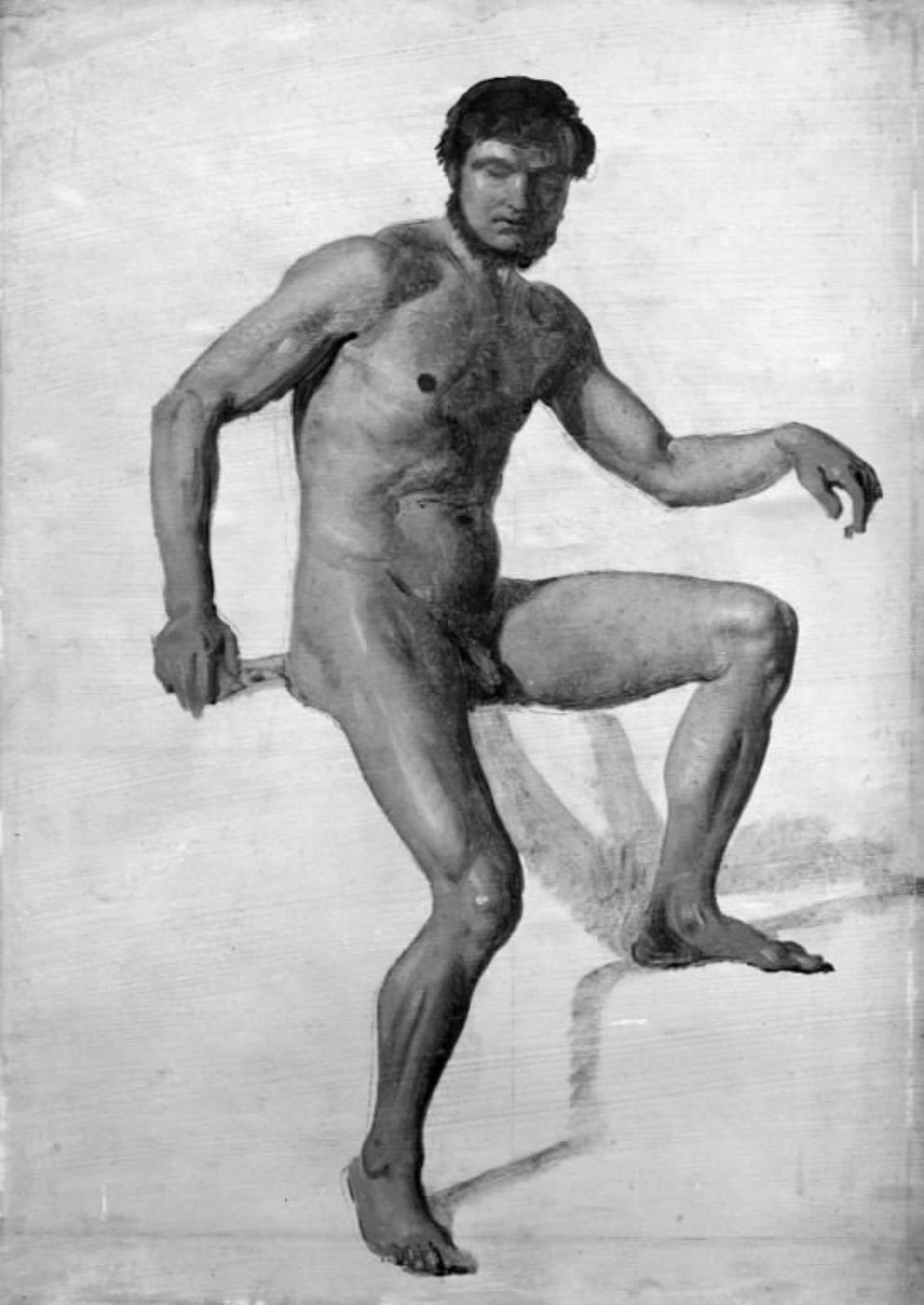 Constantin Hansen, Siddende nøgen mandlig model