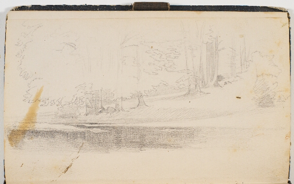 P.C. Skovgaard, Skovsø. På bredden ses stammerne af store træer