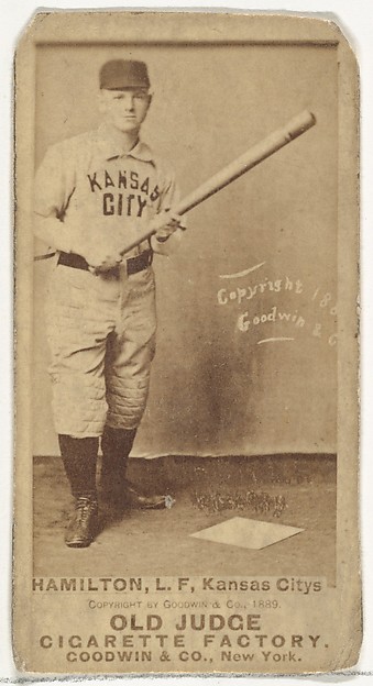 Goodwin & Company, William Robert "Sliding Billy" Hamilton, Left Field, Kansas City Cowboys, from the Old Judge series (N172) for Old Judge Cigarettes