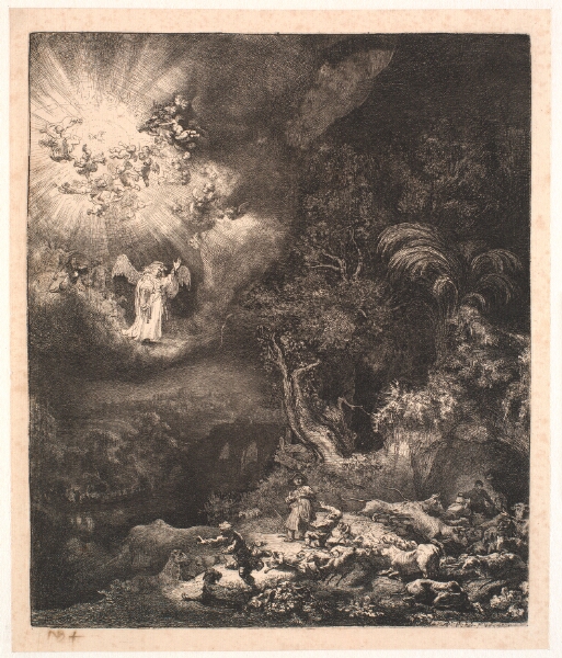 Rembrandt van Rijn, Englen viser sig for hyrderne på marken