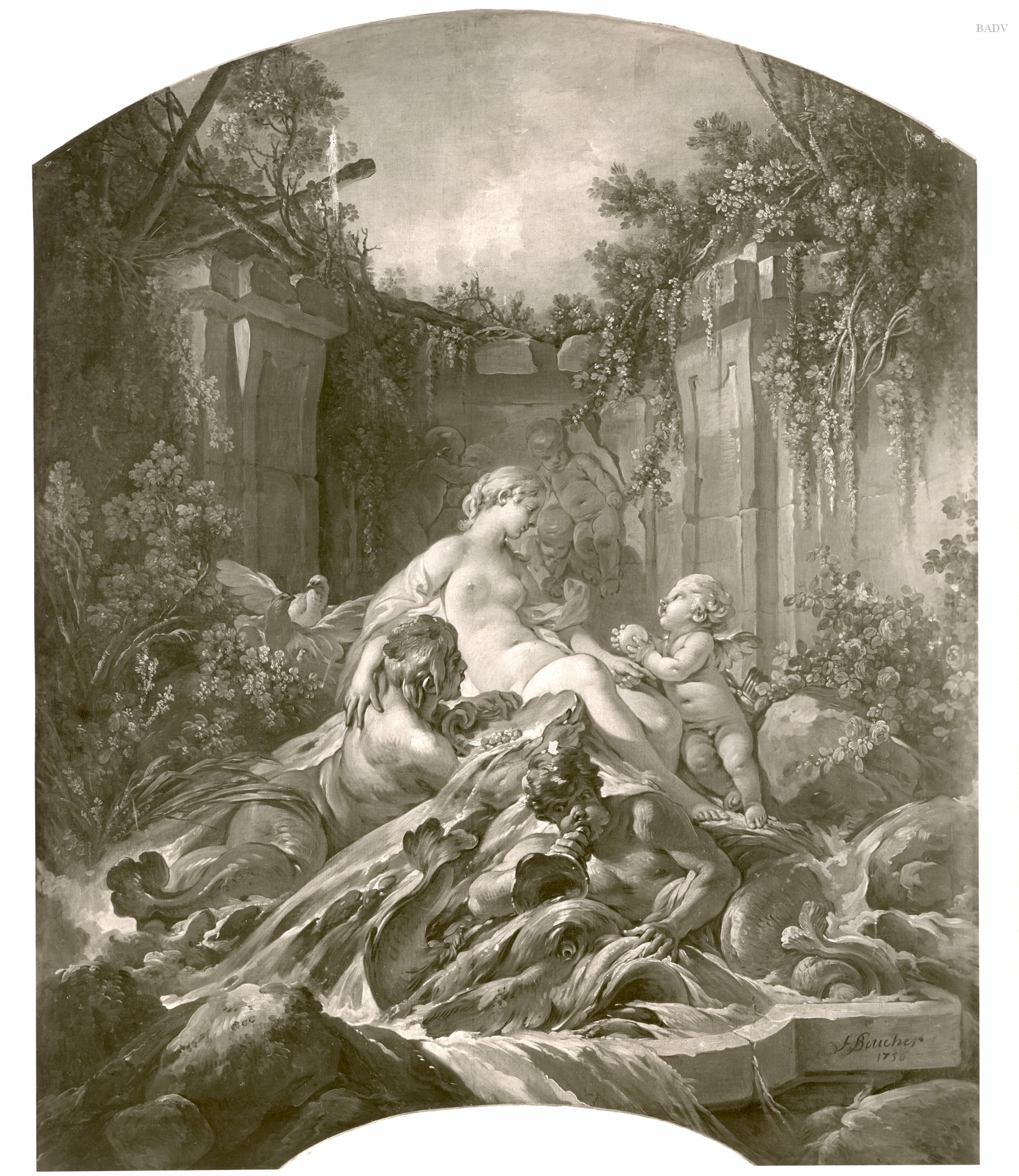 François Boucher, Blumendekoration mit Quellennymphe