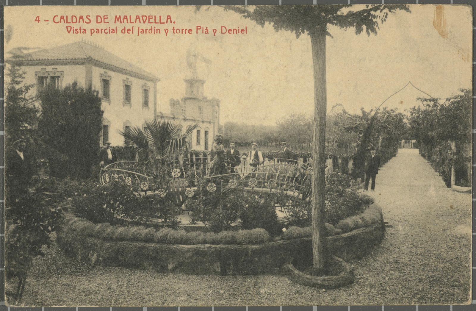 Josep Thomas Bigas, 4 - CALDAS DE MALAVELLA. Vista parcial del jardín y torre Plá y Deniel