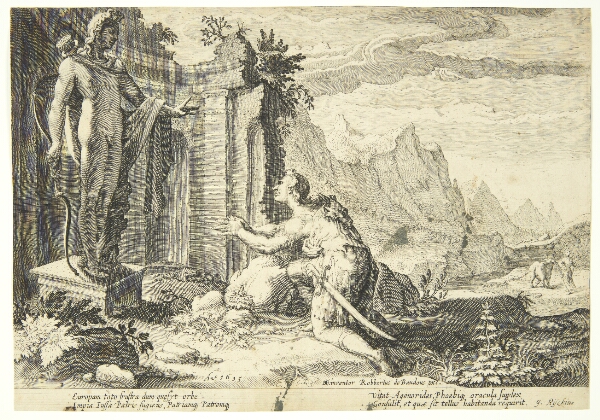 Hendrick Goltzius, Kadmos spørger oraklet i Delfi, hvor han kan finde sin søster Europa
