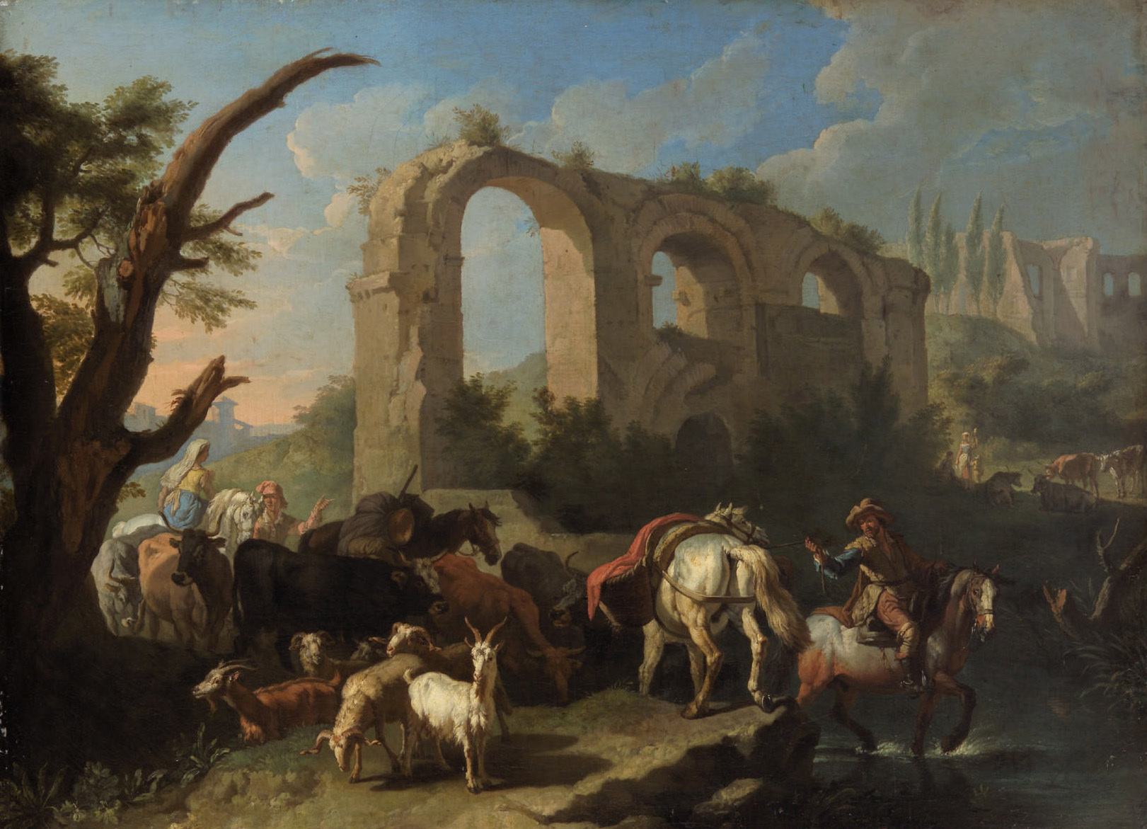 Pieter van Bloemen, Italian Landscape with Horses and Herdsmen
