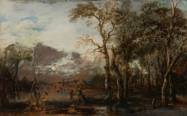 Aert van der Neer, Wooded Landscape with Hunter/Winter Landscape