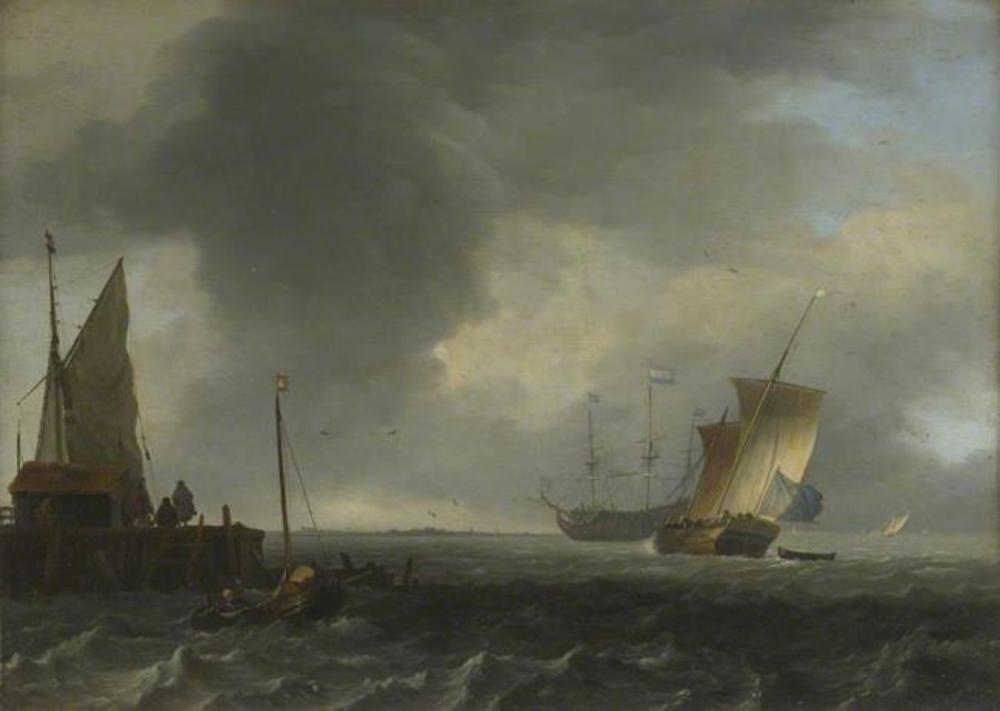 Ludolf Bakhuizen, A View across a River near Dordrecht (?)