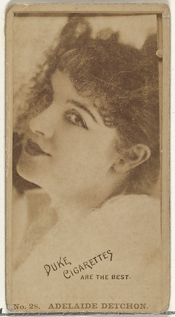 W. Duke, Sons & Co., Card Number 28, Adelaide Detchon, from the Actors and Actresses series (N145-6) issued by Duke Sons & Co. to promote Duke Cigarettes