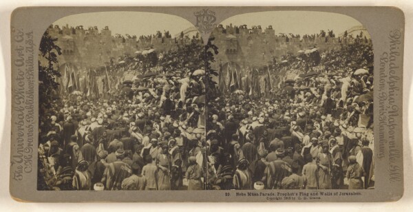 Carleton H. Graves, Nebe Musa Parade. Prophet's Flag and Walls of Jerusalem.