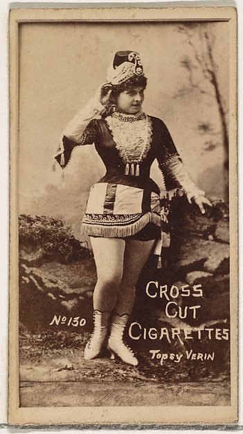 W. Duke, Sons & Co., Card Number 130, Topsy Verin, from the Actors and Actresses series (N145-1) issued by Duke Sons & Co. to promote Cross Cut Cigarettes