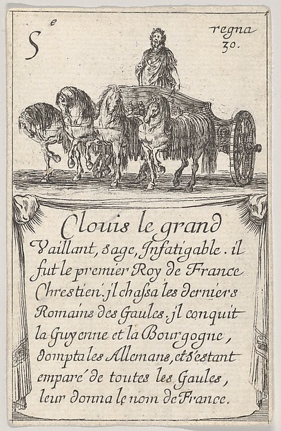 Stefano della Bella, Clovis le grand / Vaillant, sage..., from "Game of the Kings of France" (Jeu des Rois de France)