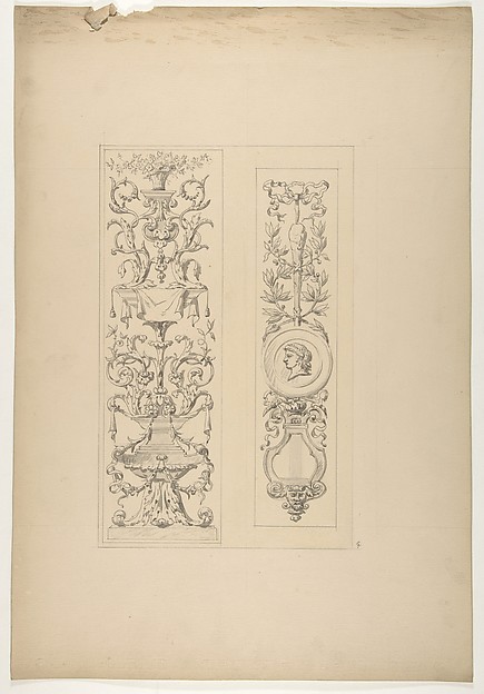 Jules-Edmond-Charles Lachaise, Two designs for decorative panels in rococco style