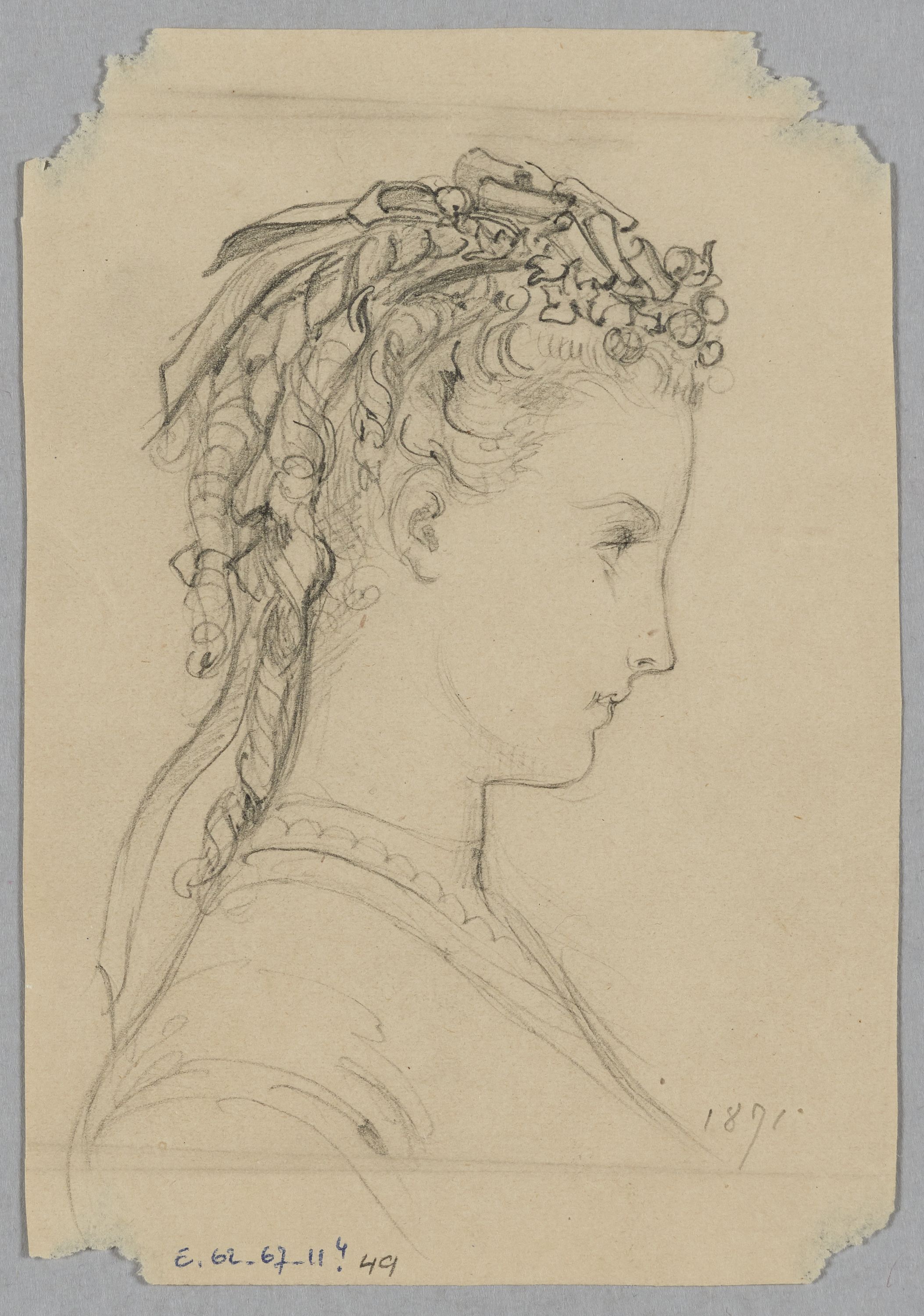 Anaïs Toudouze, Portrait de jeune femme de profil, Fonds d’archives graphiques de Maurice Leloir